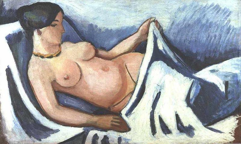 August Macke Reclining female nude Germany oil painting art